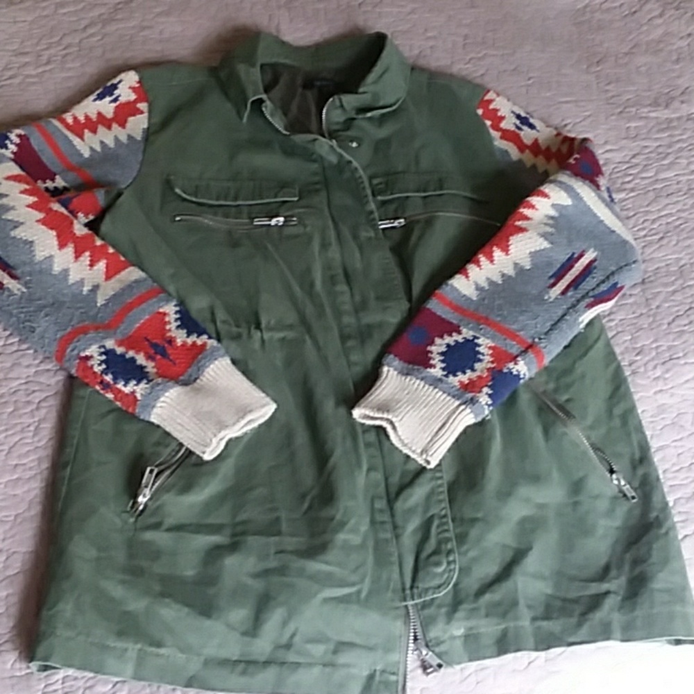 Cotton/sweater boho military jacket